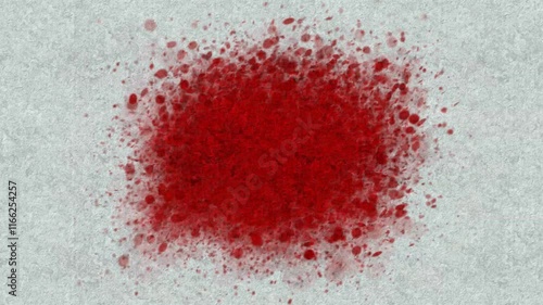 Beautiful Timelapse of Paintbrush Painting Watercolor Watercolour on Rough Textured Paper Background 4K Intro Reveal Animation Loop blood splat splatter scary horror expand from center