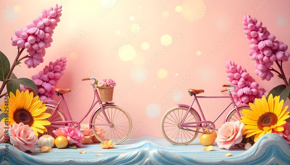 Artistic Floral Wallpaper Featuring Bright Summer-Themed Ornaments Artistic Floral Wallpaper Featuring Bright Summer-Themed Ornaments
