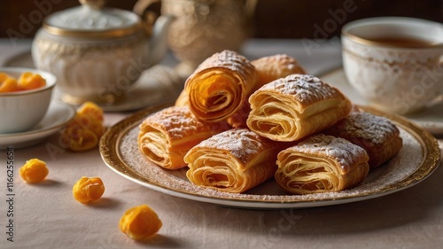 Wallpaper Mural Sweet Russian Cigarette Pastries – Crispy Golden Tubes with Rich Texture – Cozy Table Setting  Torontodigital.ca