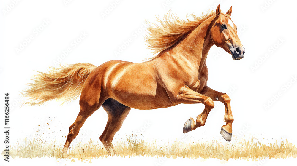 Obraz premium vibrant watercolor painting of running horse with flowing mane