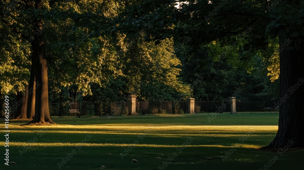 Fototapeta premium Memorial at Dusk with Golden Hour Light