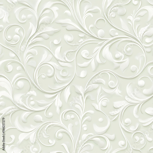elegant beige and cream pattern, light green background, soft swirls,