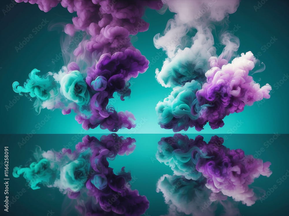 Fototapeta premium a smoke and mirror effect with teal and purple tones