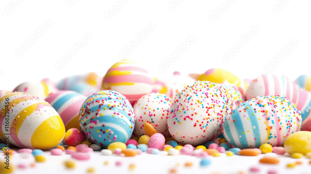Fototapeta premium Colorful chocolate Easter eggs transparent background