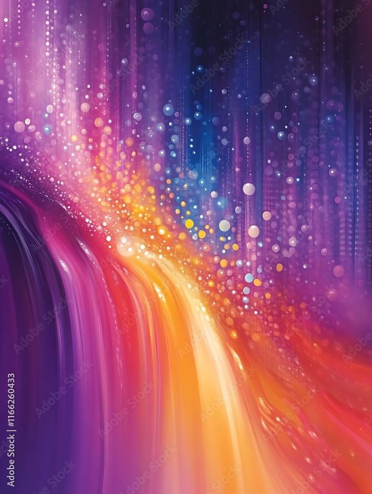 Abstract Colorful Swirls and Glowing Particles