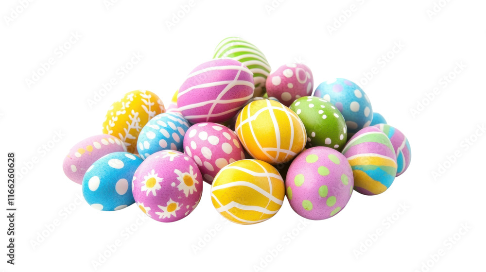 Colorful chocolate Easter eggs transparent background