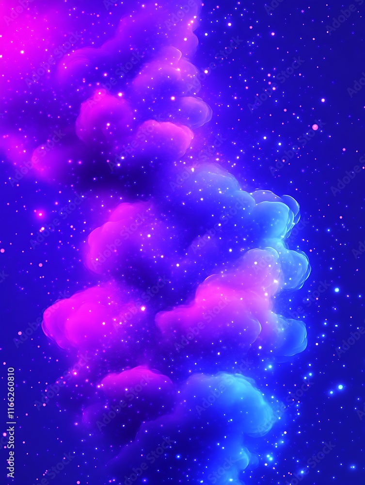 Abstract Nebula Cosmic Cloud Formation Displaying Vivid Colors