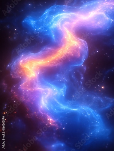 Obraz na płótnie Celestial Nebula Cosmic Swirl Of Blue And Orange Hues w salonie