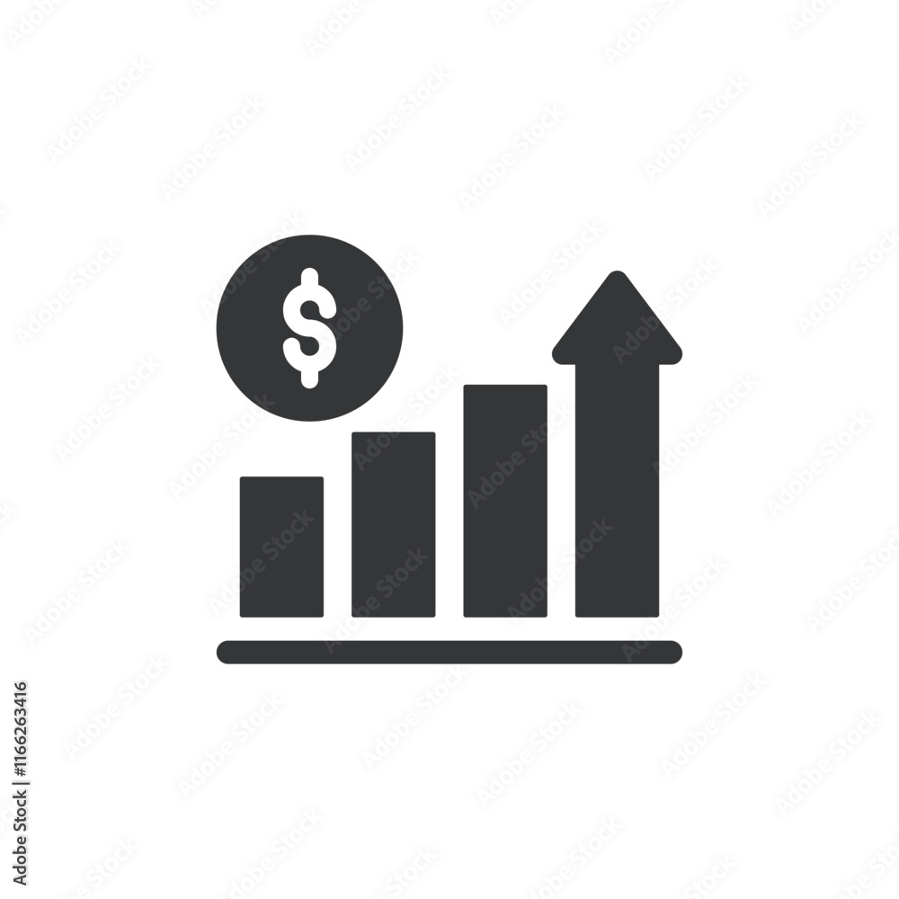 Financial growth flat glyph icon. Perfect pixel on transparent background Financial growth flat glyph icon. Perfect pixel on transparent background
