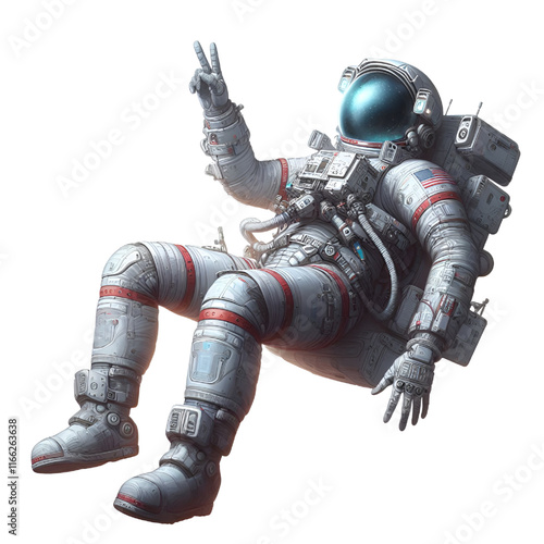 3D Astronaut floating in space isolated on white background