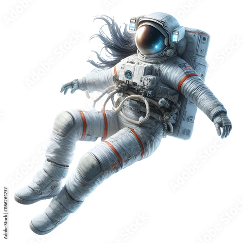 3D Astronaut floating in space isolated on white background