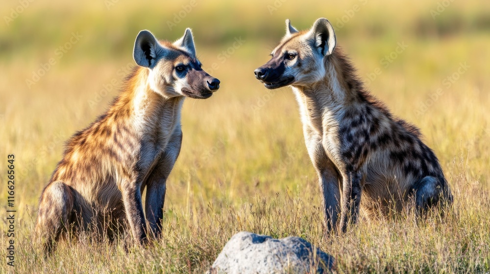 Hyenas in Tall Grass Near Rocky Hill Hyenas in Tall Grass Near Rocky Hill