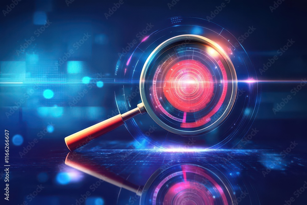 visionary 2025 business concept with magnifying glass and target elements visionary 2025 business concept with magnifying glass and target elements