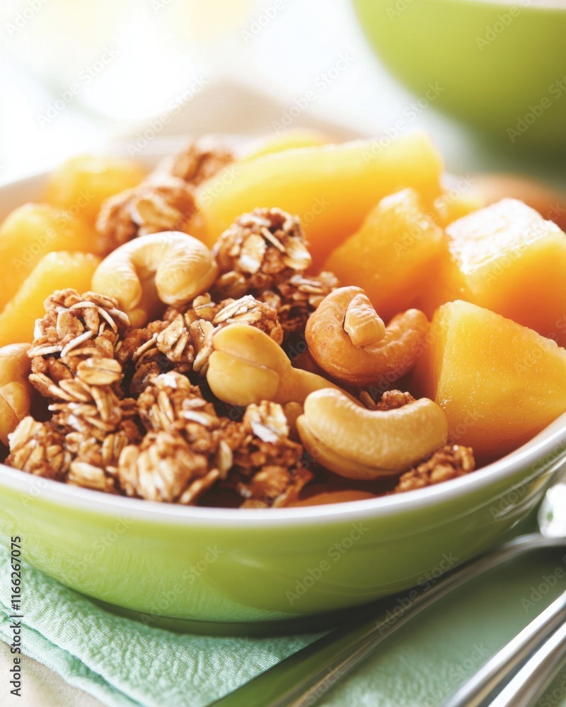 Healthy Breakfast Bowl with Nuts and Fruit Healthy Breakfast Bowl with Nuts and Fruit