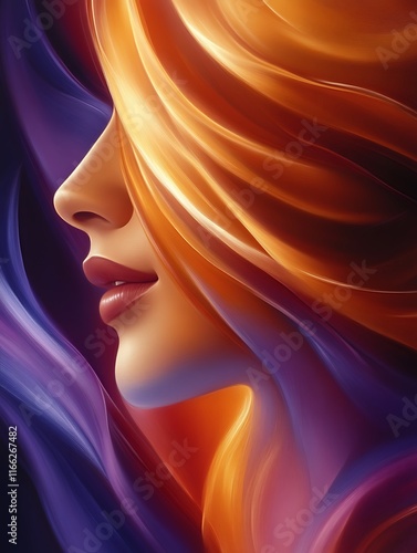 Abstract Portrait of a Woman with Flowing Hair