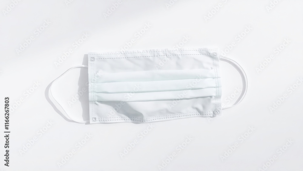 White Fabric Face Mask Isolated on White Background White Fabric Face Mask Isolated on White Background