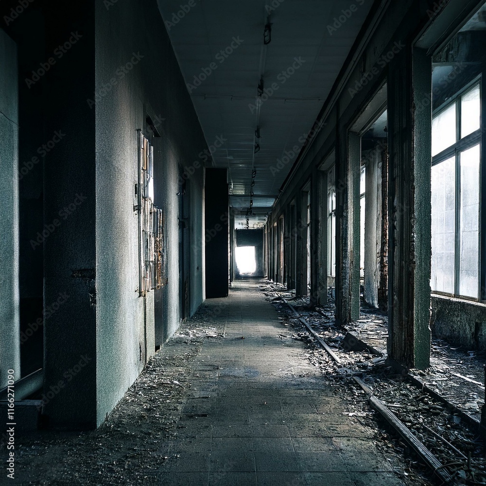 廃墟になった古いビルの廊下。(A corridor in an old abandoned building.)
廃墟になった古いビルの廊下。(A corridor in an old abandoned building.)