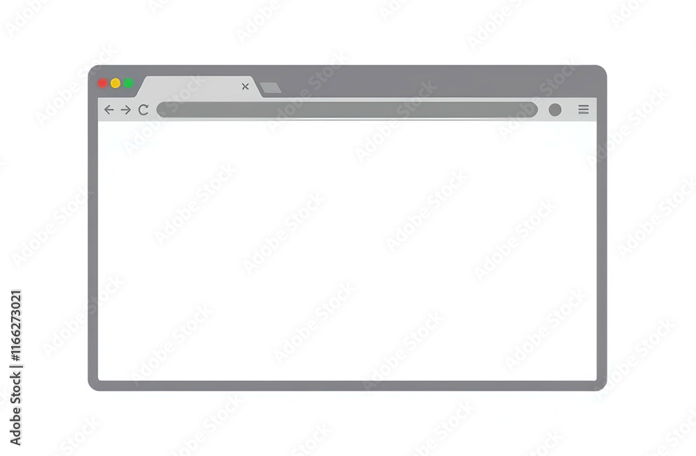 A flat mockup of a web browser window with blank tabs, isolated on a white background A flat mockup of a web browser window with blank tabs, isolated on a white background