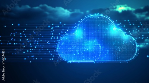 Wallpaper Mural Futuristic Cloud Technology with Digital Overlays and Light Torontodigital.ca