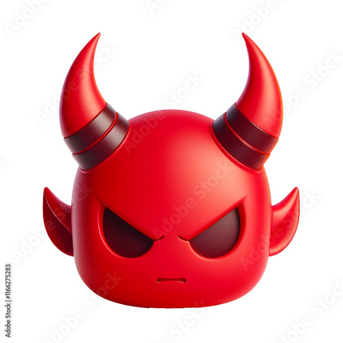 3D Halloween red devil horns. Cutout satan character horns design element isolated on white background photo