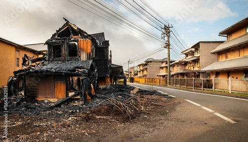 火事で焼け落ちた家（A house destroyed by fire）
 photo