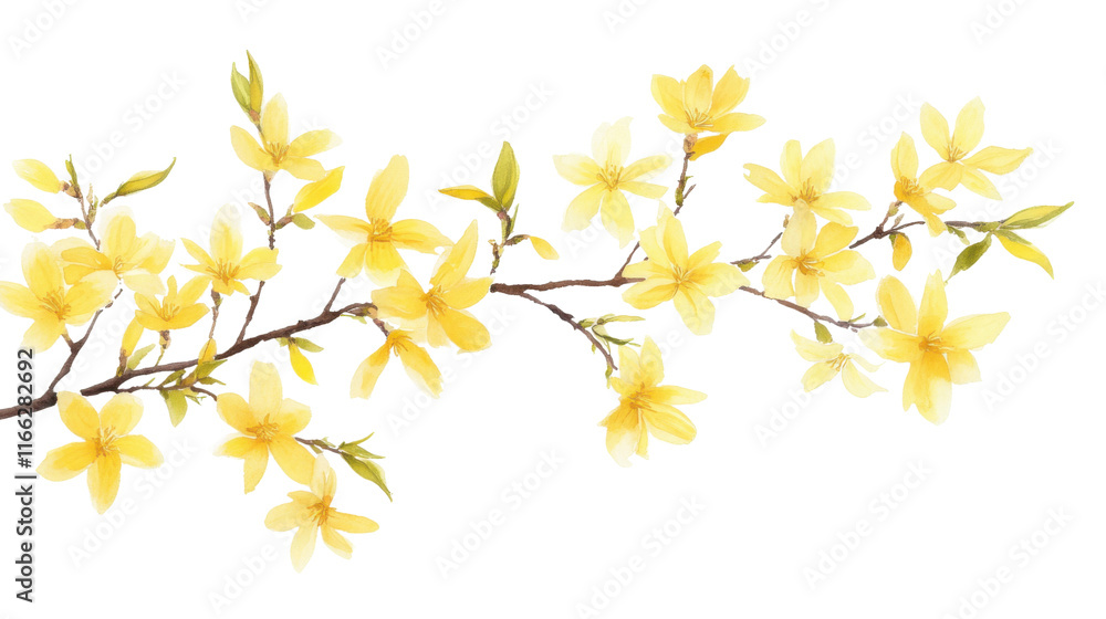 Blooming tree branch transparent background