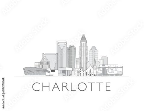 Charlotte skyline cityscape vector illustration