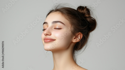 Wallpaper Mural Attractive girl with copy space in profile portrait.
 Torontodigital.ca