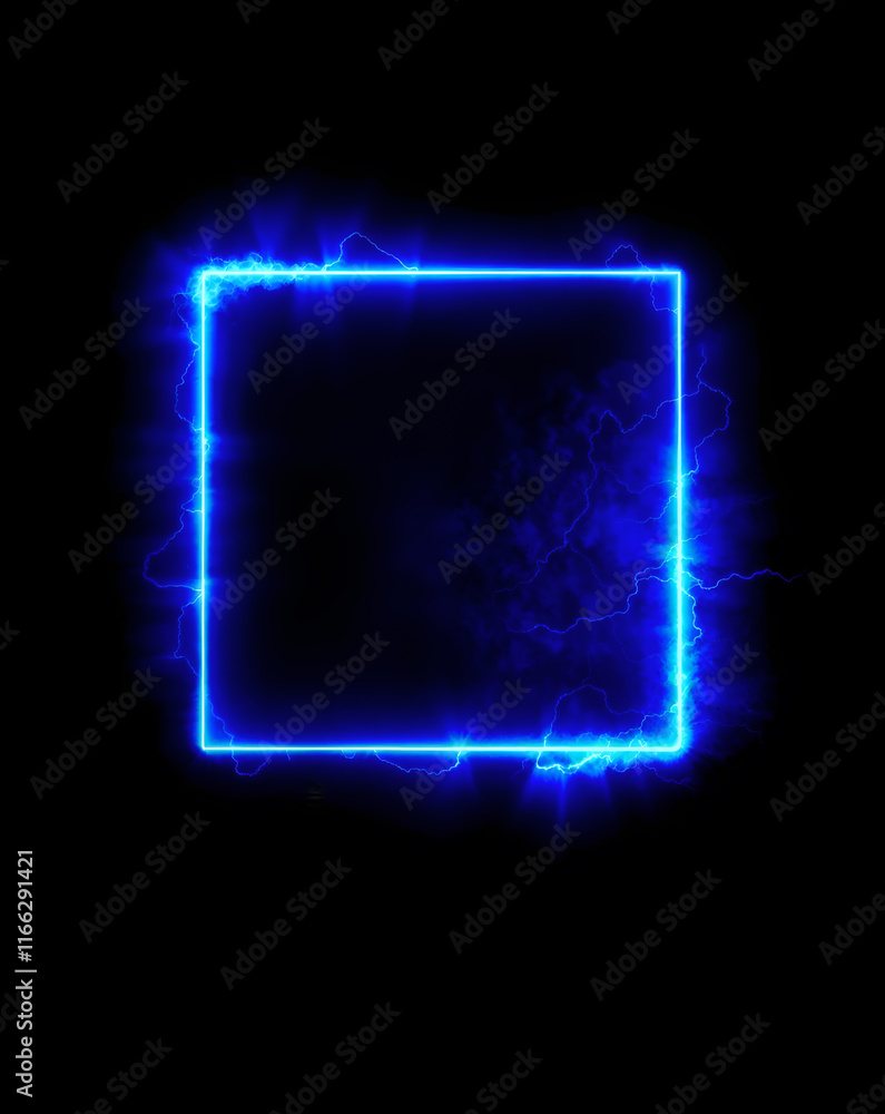 Radiant blue glowing rectangle with electric effects on a dark backdrop, symbolizing technology. Generative AI Radiant blue glowing rectangle with electric effects on a dark backdrop, symbolizing technology. Generative AI