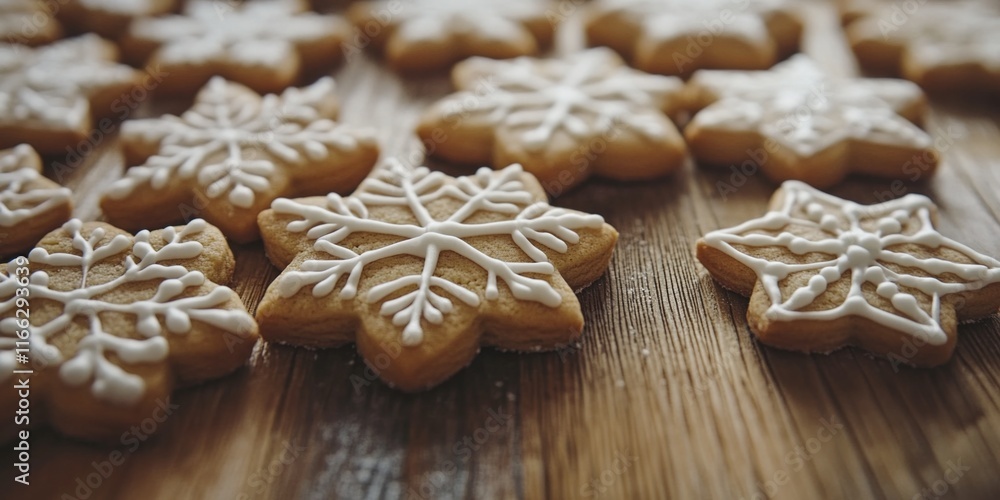 Wooden table with cookies and icing Wooden table with cookies and icing