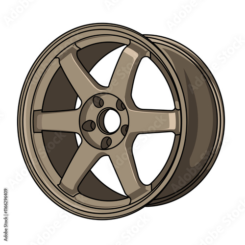 gold car wheel rim flat vector