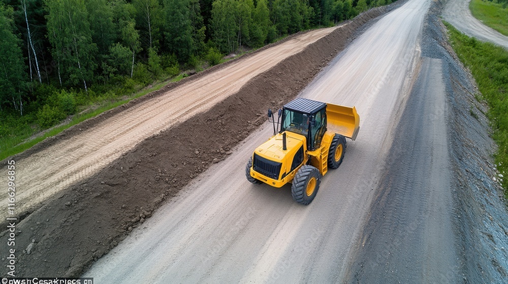 Heavy Construction Machinery on a Roadside Preparing Ground for Development and Infrastructure Work