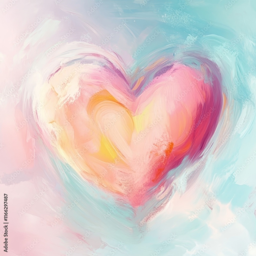 Abstract Heart Artwork with Soft Pink and Blue Color Palette Abstract Heart Artwork with Soft Pink and Blue Color Palette