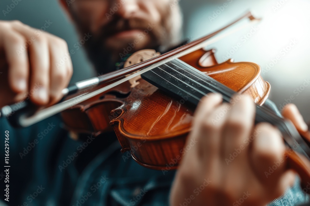 Masterful musician playing a soulful melody on a violin in a warm and intimate setting Masterful musician playing a soulful melody on a violin in a warm and intimate setting