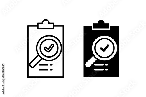 review line icons such as assessment or audit.  modern document logotype graphic linear design isolated on white. project or market analysis concept