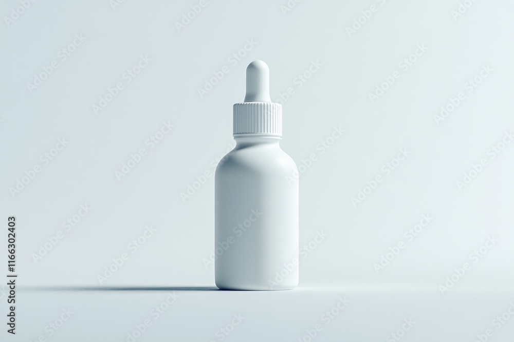 White bottle with dropper on table White bottle with dropper on table