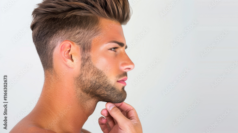 A striking portrait of a contemplative young man resting his chin on his hand, radiating charm and depth. A striking portrait of a contemplative young man resting his chin on his hand, radiating charm and depth.