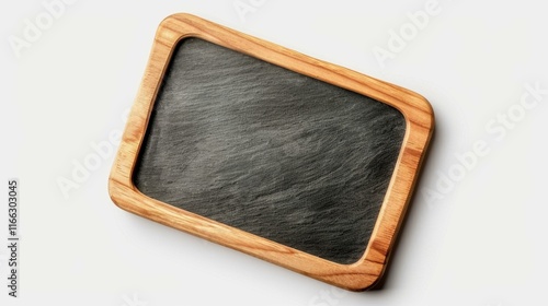 A sleek blackboard framed in wood, perfect for showcasing ideas or branding in a clean, minimalist style. photo