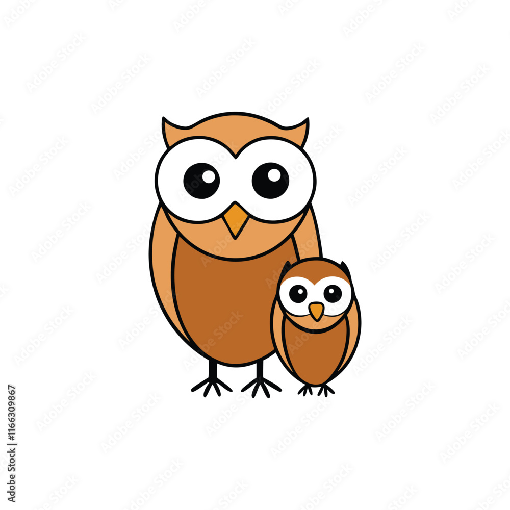 Little Owl with Chick Adorable Wildlife Illustrations for Creative Designs Little Owl with Chick Adorable Wildlife Illustrations for Creative Designs