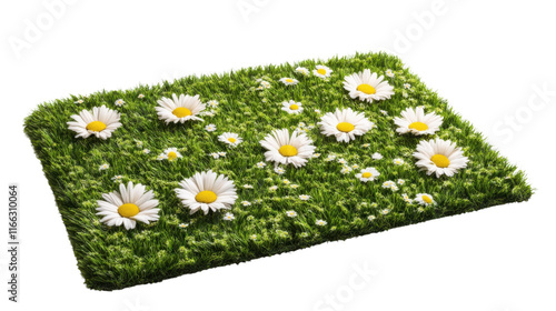 Green flower bed template top view transparent background photo