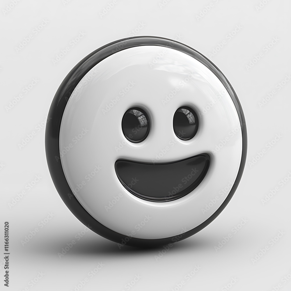 3D rendering of a simple white happy emoticon on a black background. 3D rendering of a simple white happy emoticon on a black background.