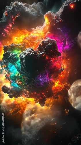 Wallpaper Mural Colorful cosmic explosion with vibrant nebula and asteroid in the background Torontodigital.ca