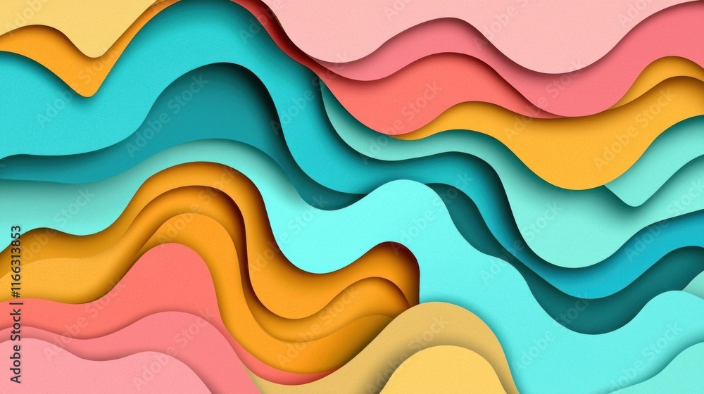Abstract Colorful Waves: A Vibrant Paper Cut Design Abstract Colorful Waves: A Vibrant Paper Cut Design