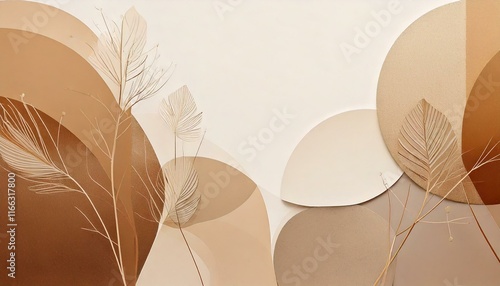 Neutral Geometric Overlays_Minimal abstract shapes in soft taupe and ivory tones, subtly lay