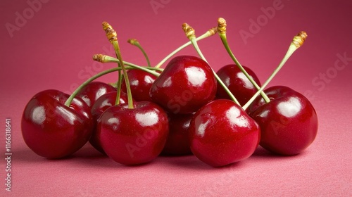 Wallpaper Mural A Cluster of Luscious Red Cherries on a Pink Background Torontodigital.ca