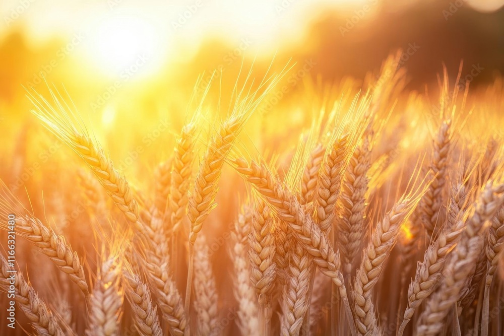 Golden wheat field illuminated by sunlight at sunset. Golden wheat field illuminated by sunlight at sunset.