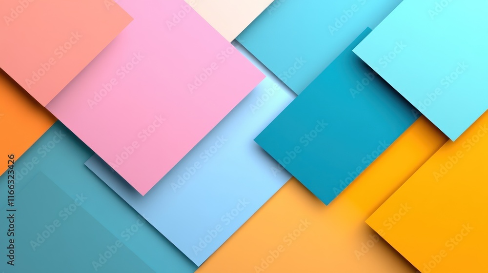 Abstract arrangement of colorful geometric shapes and layers. Abstract arrangement of colorful geometric shapes and layers.