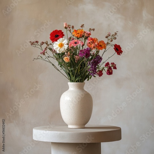 Wallpaper Mural Colorful flower bouquet in speckled vase on table Torontodigital.ca