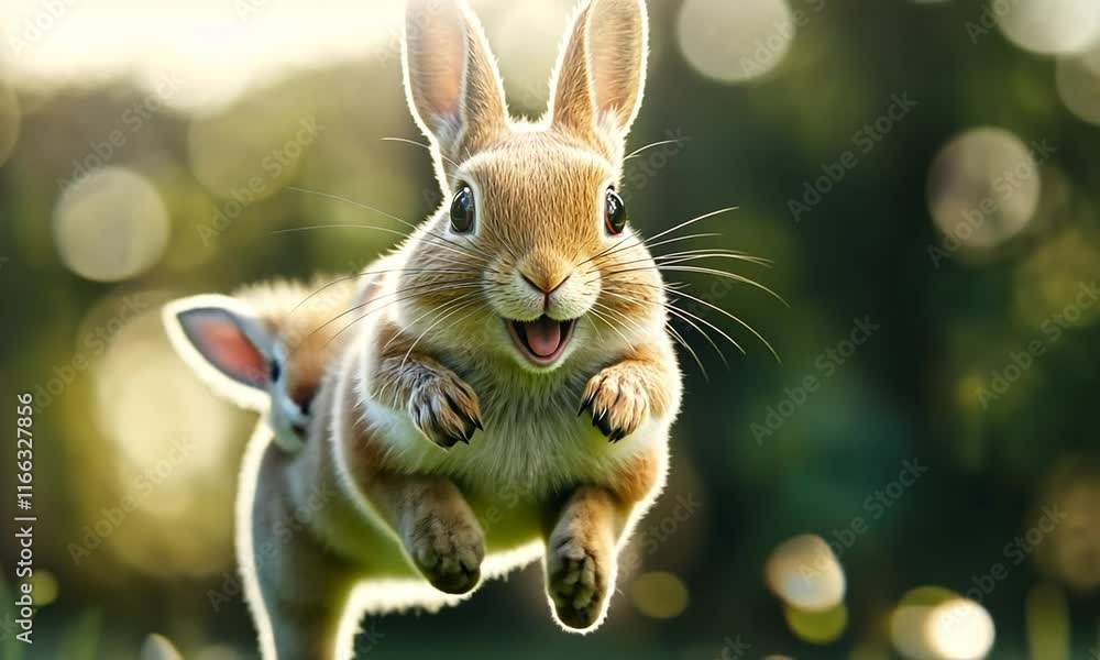 A joyful rabbit leaping through a grassy field, embodying playfulness and nature's beauty. A joyful rabbit leaping through a grassy field, embodying playfulness and nature's beauty.