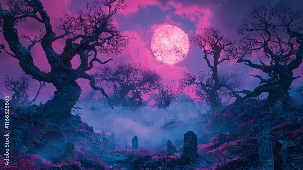Eerie Heavy Metal Band Style Art: Haunting Graveyard in Moonlight - Ultra-Detailed 3D Render Digital Artwork Eerie Heavy Metal Band Style Art: Haunting Graveyard in Moonlight - Ultra-Detailed 3D Render Digital Artwork